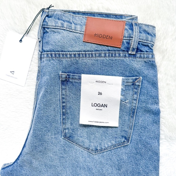 HIDDEN Dad Jean Wide Straight Leg High Rise Distressed Cotton Jeans - Picture 11 of 12